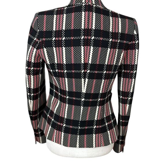 1.State Blazer Womens Size 4 Black Red Digital Plaid Fitted Preppy Vintage Y2K‎ - Picture 6 of 14